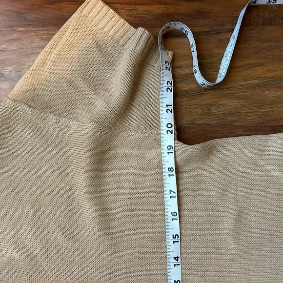 Lightweight Sweater Dress Midi Length In Tan Collar Coastal - Picture 6 of 8